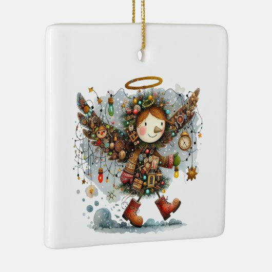 Ornement En Céramique Style Art Moderne Quirky Christmas Angel (Droite)