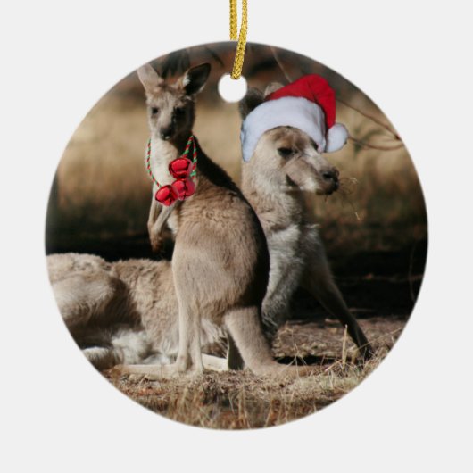 Ornement En Céramique Style australien de Noël Kangaroos (Devant)