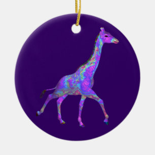 Ornement En Céramique Style hippie étincelant Giraffe violette
