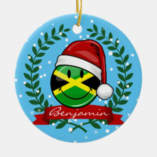 Ornement En Céramique Style jamaïcain gai de Noël de drapeau