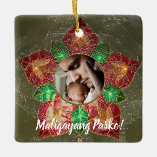 Ornement En Céramique Style philippin vert et rouge de Parol, (Devant)