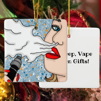 Ornement En Céramique Style rétro Vaping Lady Noël