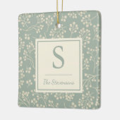 Ornement En Céramique Style Sage Floral Pattern Agritourisme Monogramme (Gauche)