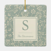 Ornement En Céramique Style Sage Floral Pattern Agritourisme Monogramme (Dos)