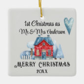 Ornement En Céramique Stylish 1st Christmas as Mr & Mrs Newlyweds (Devant)