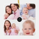 Ornement En Céramique Stylish Five Family Photo Collector Noms<br><div class="desc">Voici une excellente idée pour afficher vos photos préférées ! Échangez facilement cinq de vos photos préférées à l'avant, puis une autre à l'arrière, avec vos noms si vous le souhaitez ou vous pouvez supprimer ce texte si vous le souhaitez. Beau cadeau pour grands-parents aussi ! Pour obtenir les meilleurs...</div>