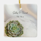 Ornement En Céramique Succulent vert sur Mariage blanc (Devant)