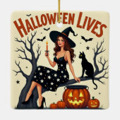 Ornement En Céramique Summer Duck And Pretty Witch Halloween (Dos)