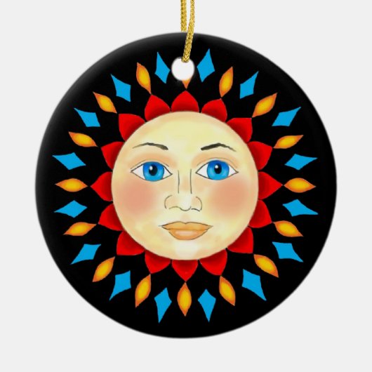 Ornement En Céramique Sun céleste font face à l'ornement (Devant)