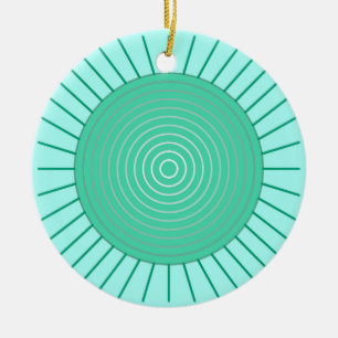 Ornement En Céramique Sunburst géométrique moderne - Aqua et Seafoam Gre