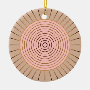 Ornement En Céramique Sunburst géométrique moderne - Peach et Tan