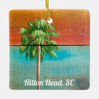 Ornement En Céramique Sunrise Palm Tree Hilton Head, SC