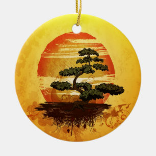 Ornement En Céramique Sunset de Bonsai Tree