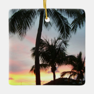 Ornement En Céramique Sunset Palms Tropical Paysage Photographie