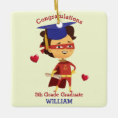 Ornement En Céramique Super Boy Congrats 5e année (Devant)
