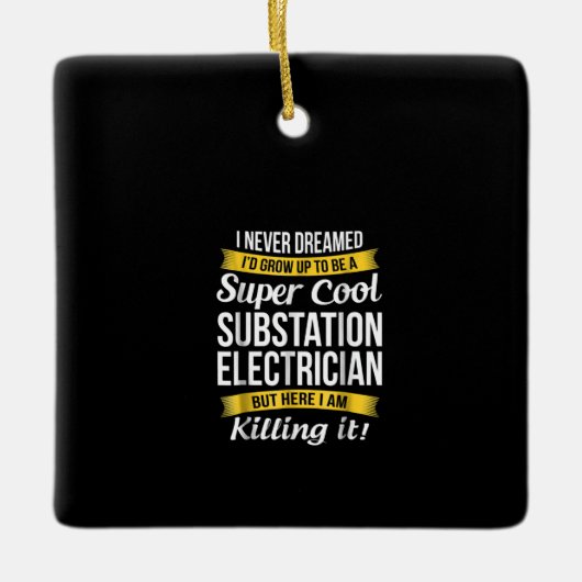 Ornement En Céramique Super Cool Substation Electrician Funny Cadeau (Devant)