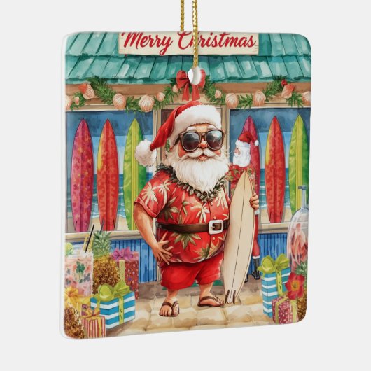 Ornement En Céramique Surfing Christmas with Santa Claus surfer Ceramic (Droite)