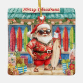 Ornement En Céramique Surfing Christmas with Santa Claus surfer Ceramic (Devant)