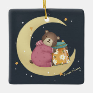 Ornement En Céramique Sweet Dreams : Illustration de l'ours et du miel