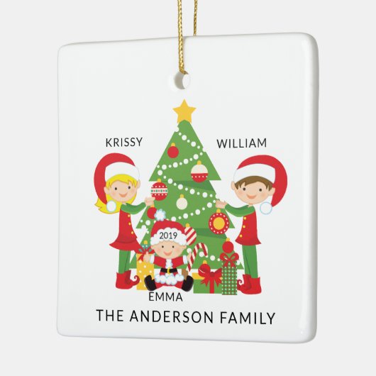 Ornement En Céramique Sweet Family of 3 Personalized Christmas (Gauche)
