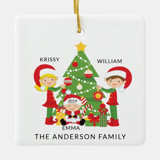 Ornement En Céramique Sweet Family of 3 Personalized Christmas (Devant)