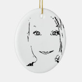 Ornement En Céramique Sweet Girl, Portrait noir blanc, Yeux clairs (Droite)