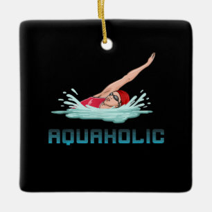 Ornement En Céramique Swimming Cap Goggles Swim Love Funny Swimmer Girl