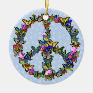 Ornement En Céramique Symbole de paix de papillon