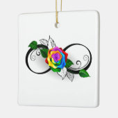 Ornement En Céramique Symbole d'infini avec Rose arc-en-ciel (Gauche)