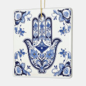 Ornement En Céramique Symbole main de Hamsa - Main bleue et blanche de F (Gauche)