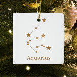 Ornement En Céramique Symbole moderne Zodiac Gold Aquarius | Air de l'él<br><div class="desc">Symbole moderne Zodiac Gold Aquarius | Air de l'élément</div>