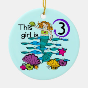 Ornement En Céramique T-shirts et cadeaux Mermaid 3e anniversaire
