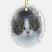 Ornement En Céramique tabby bleu et blanc (Gauche)