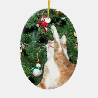 Ornement En Céramique Tabby et sapin de Noël