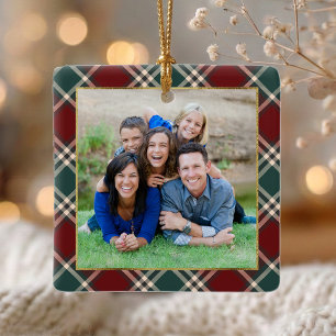 Ornement En Céramique Tartan à carreaux Mémoires de famille de Noël