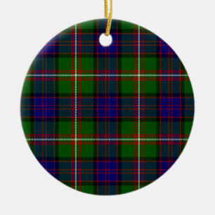 Ornement En Céramique tartan Clanranald bleu vert carreau