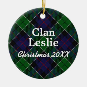 Ornement En Céramique Tartan Écossais Clan Leslie