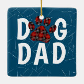Ornement En Céramique Tartan Plaid Chien Papa Pawprint (Dos)