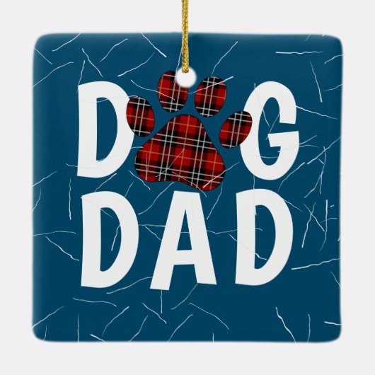 Ornement En Céramique Tartan Plaid Chien Papa Pawprint (Dos)