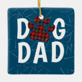 Ornement En Céramique Tartan Plaid Chien Papa Pawprint (Devant)
