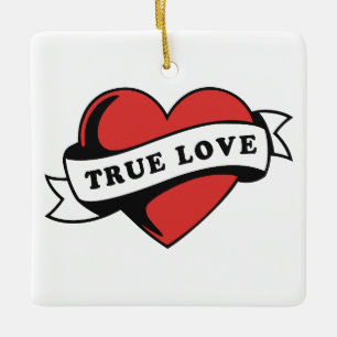 Ornement En Céramique Tatouage de cœur de véritable amour Conception d