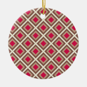 Ornement En Céramique Taupe, Taupe Légère, Diamants Ikat Rose Chaud STay