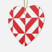 Ornement En Céramique Tchry Red Geometric Deco Cube Pattern (Gauche)