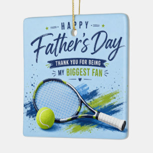 Ornement En Céramique Tennis Fête des Pères pour Papa Aquarelle Bleue