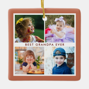 Ornement En Céramique Terracotta Meilleur Grand-Père Noël 4 Photo