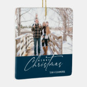 Ornement En Céramique Terracotta Photo Joyeux Noël Script Famille (Droite)