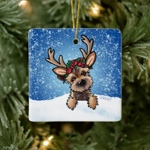Ornement en céramique Terrier Reindeer