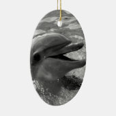 Ornement En Céramique Tête de dauphin en noir et blanc ouvert de bouche (Droite)