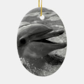 Ornement En Céramique Tête de dauphin en noir et blanc ouvert de bouche (Dos)