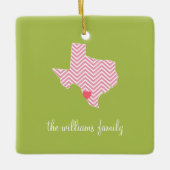 Ornement En Céramique Texas Love with Custom Heart and Family Name (Devant)